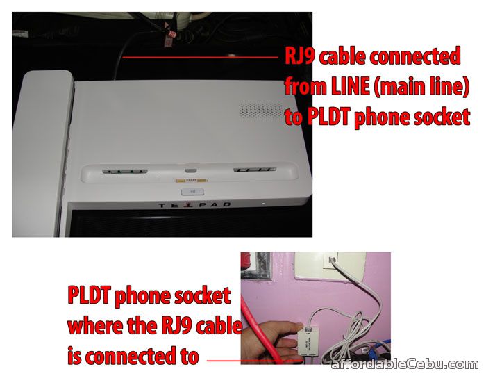 PLDT Telpad connected to PLDT phone socket