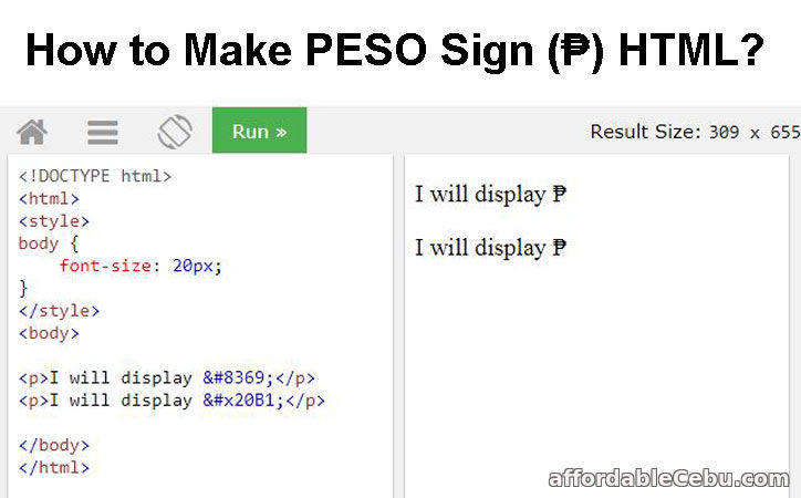 Peso Sign HTML