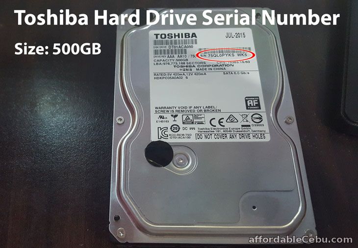Toshiba Hard Drive Serial Number 1TB