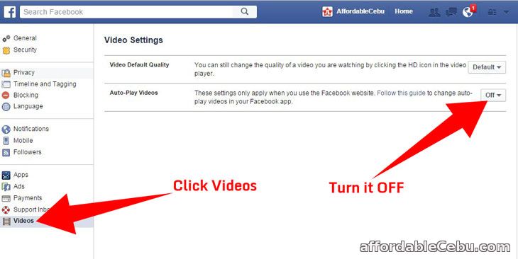Turn Off Auto-Play Videos in Facebook Computer