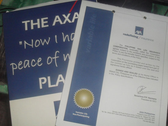 My AXA Insurance Policy