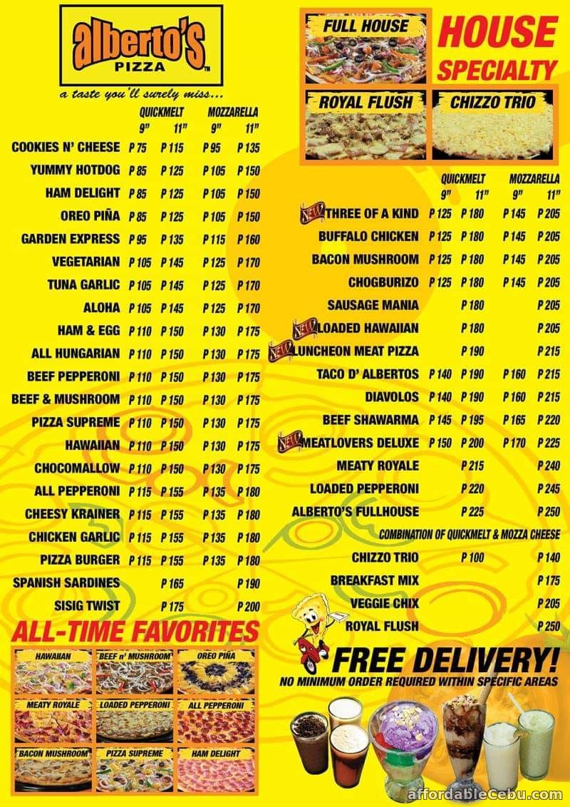 Alberto's Pizza Pricelist Menu 2021