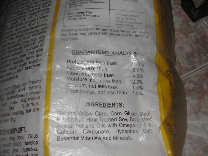 Woof Chunx Dog Food Ingredients