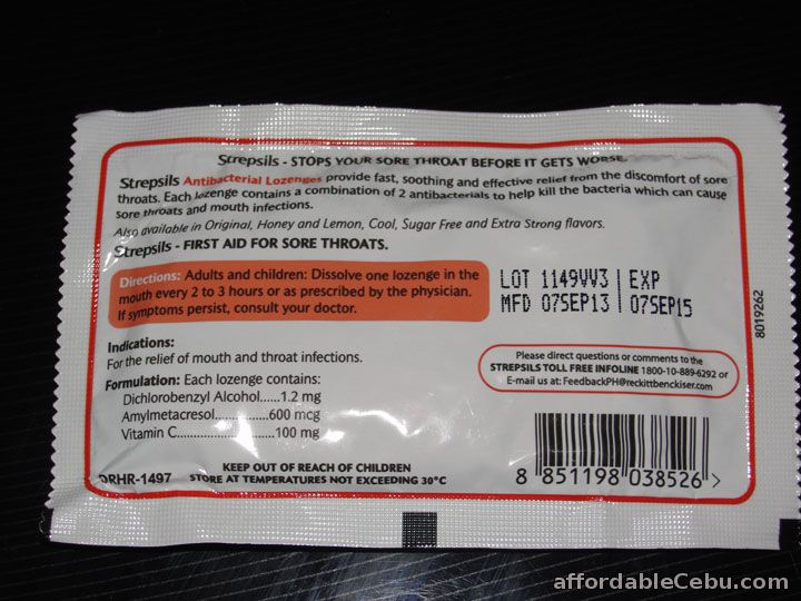 Strepsils Product Description Label