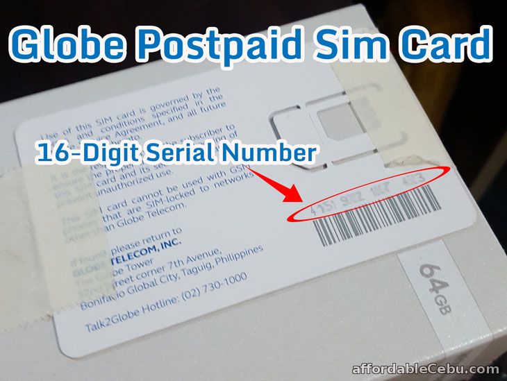 Globe Postpaid Sim Card 16-Digit Serial Number