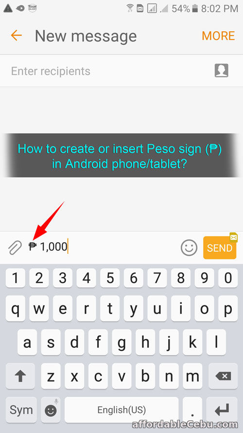 Peso sign (₱) in Android