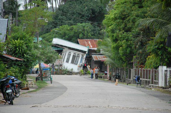 The earthquake tilted a house in Negros Occidental