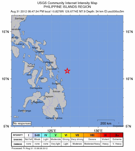 Epicenter of Earthquake in Philippines