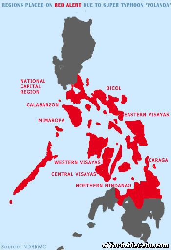 Typhoon Yolanda affected areas in Philippines