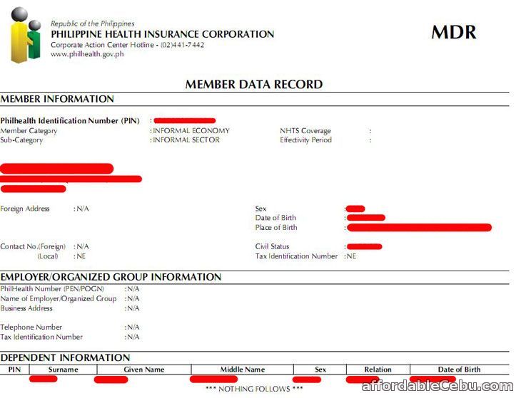 PhilHealth Member Data Record (MDR)