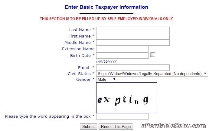 Sign-up Form TIN Online Registration