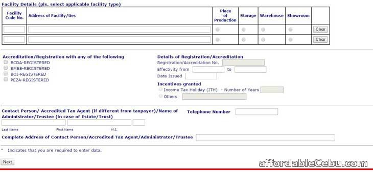 TIN online registration form 1c