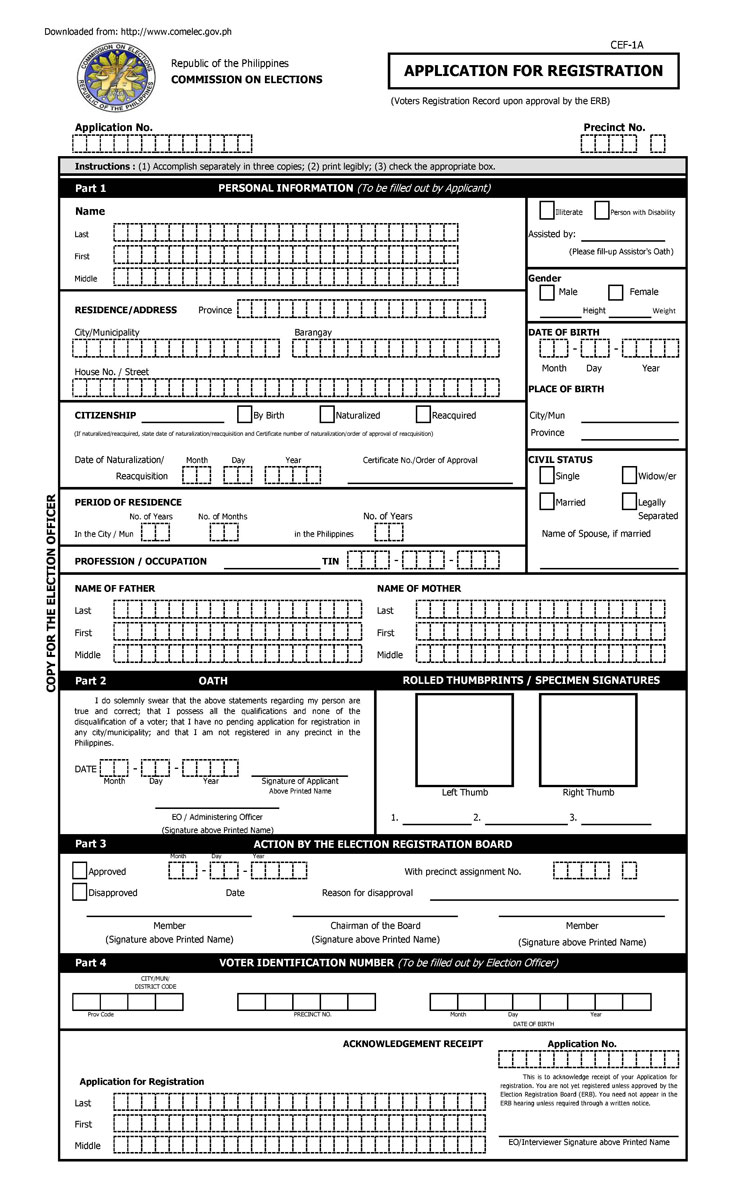 Voter's Registration Form