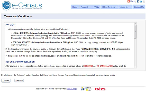 e-Census Terms and Conditions