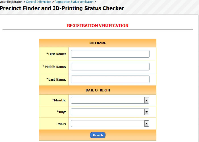 Voter's registration status checker of COMELEC