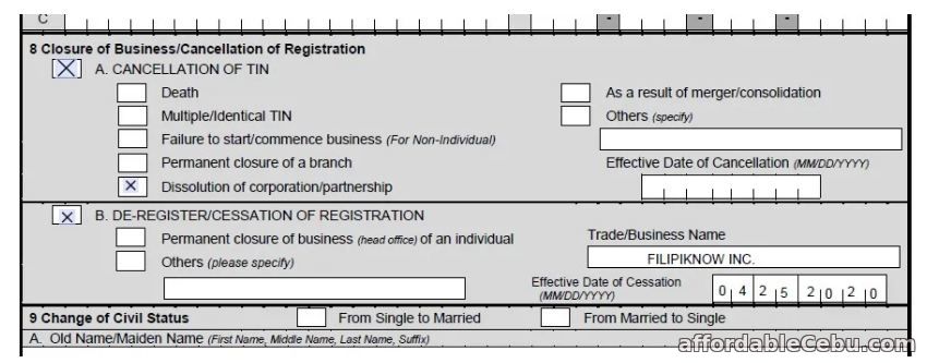 Business Closure Form Corporation 2