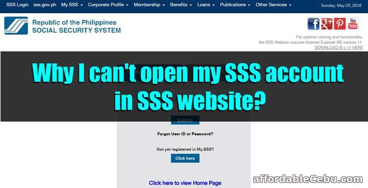 Can't open SSS Account in SSS Website Problem?