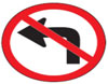 Left Turn Ahead Prohibited Sign