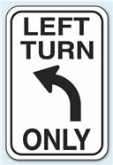 No Left Turn sign