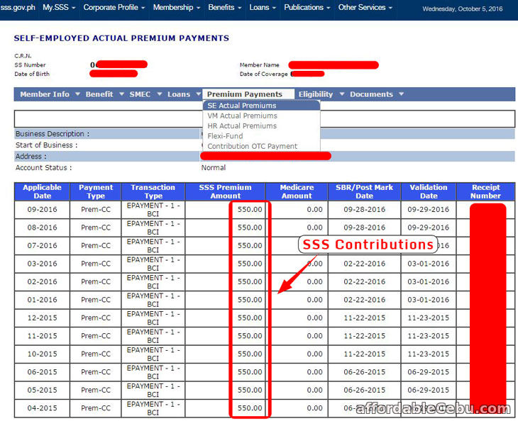 View SSS Contributions Online