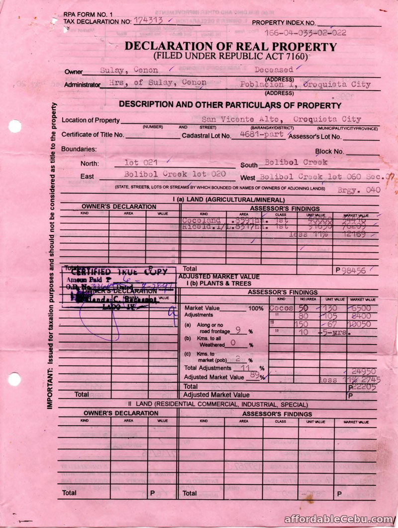 Declaration of Real Property in Philippines