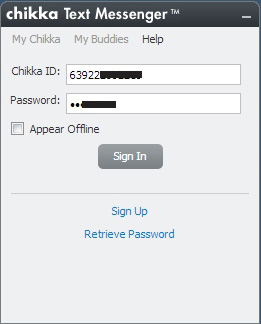 Chikka Website Log-in Page
