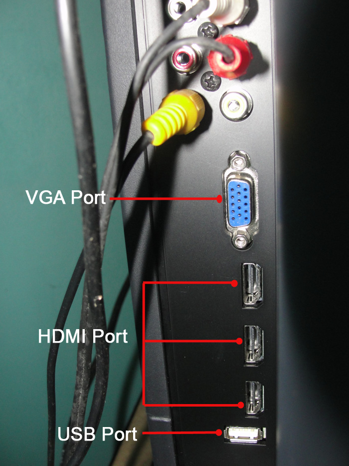 VGA Port, HDMI Port, USB Port Terminals in LCD TV