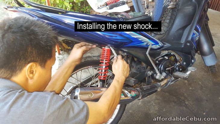 Installing the new motorcycle shock/suspension